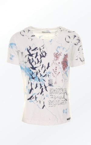 Håndprintet Hvid T-shirt med Flot Mønster til Piger fra Piece of Blue